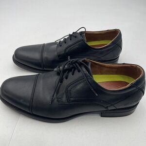 Florsheim Oxford Mens 11 D Black Cap Toe Lace Up Comfortech Leather Dress Shoes